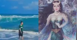 Viral Pemuda Nekat Terjang Ombak Pakai Baju Hijau di Pantai Selatan, Ingin Buktikan Mitos Nyi Roro Kidul