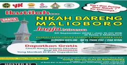 Nikah Bareng di Malioboro 30 September, Akan Diikuti 17 Pasang Calon Mempelai dengan  Mahar Gudeg 