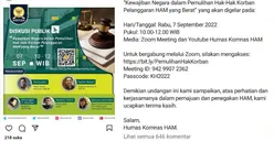 Buntut Pernyataan Tentang Brigadir J, Akun Instagram Komnas HAM Masih Dibanjiri Ungkapan Kekecewaan Publik