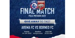 Siaran Langsung Arema FC vs Borneo FC Final Piala Presiden 2022 Kamis 14 Juli 2022 Jam 20.30, Tonton di Sini
