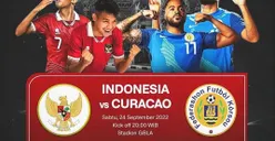 Link Live Streaming Bola Indonesia vs Curacao Hari Ini Sabtu 24 September 2022 Pukul 20.00 WIB, Klik di Sini!
