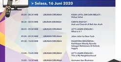 Jadwal Belajar dari Rumah TVRI, Selasa 16 Juni 2020
