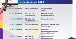 Jadwal Belajar dari Rumah TVRI, Kamis 4 Juni 2020