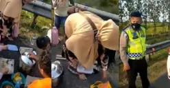 Viral! Video Sekeluarga Makan di Pinggir Jalan Tol Cipali Bikin Kesal Warganet