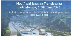 CATAT! Modifikasi Layanan Transjakarta Minggu 5 Oktober 2025 Terkait Rekayasa Lalin HUT ke 80 TNI, Cek Jam Operasionalnya