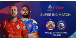 Link Live Streaming Persija Jakarta vs Arema di Super League 2025/2026 Besok 8 Februari 2026, Kick Off Jam 19.00 WIB
