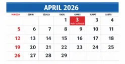 Nol Cuti Bersama tapi Ada Long Weekend, Berikut Daftar Libur Bulan April 2026