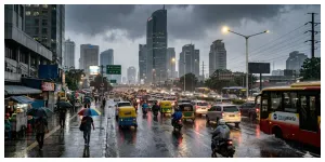 Ilustrasi. Hujan di Jakarta (Sumber: Generative AI)