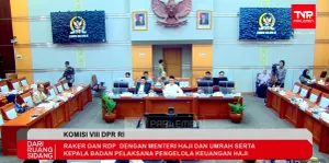 Komisi VIII DPR RI Raker dengan Menteri Haji dan Umrah dan RDP dengan Kepala BPKH pada Rabu, 15 April 2026. (Sumber: TL YouTube DPR RI | Foto: TL YouTube DPR RI)