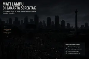 Ilustrasi. Sejumlah wilayah di DKI Jakarta mati lampu secara serentak dan mendadak pada Kamis, 23 April 2026. (Sumber: Generate by AI | Foto: generate by AI)