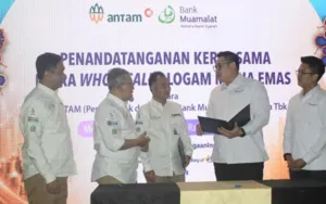 PT Aneka Tambang (Persero) Tbk (ANTAM) dan PT Bank Muamalat Indonesia Tbk (Bank Muamalat) bersinergi dalam perdagangan emas fisik Logam Mulia ANTAM melalui jaringan kantor cabang maupun kanal digital Bank Muamalat. (Foto: Bank Muamalat)