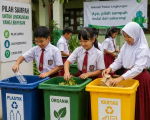Ilustrasi. Pemprov DKI Jakarta kini tengah gencar mendorong seluruh sekolah di ibu kota untuk mengoptimalkan pemanfaatan ruang hijau dan lahan terbuka. (Sumber: Generate by AI | Foto: Generate by AI)