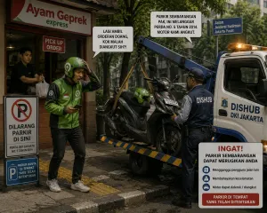 Ilustrasi. Sebuah video yang memperlihatkan aksi dramatis seorang pengemudi ojek online (ojol) di Jakarta Timur mendadak viral di media sosial. (Sumber: Generate by AI | Foto: Generate by AI)