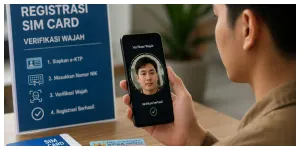 Ilustrasi. Registrasi SIM Card dengan Verifikasi Wajah (Sumber: Generative AI)