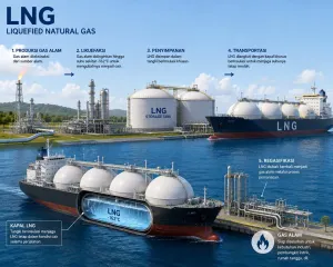 Ilustrasi LNG :Perang antara Iran versus Israel dan Amerika Serikat (AS) telah memberikan dampak signifikan terhadap pasar LNG global. (Foto: Dok ChatGpt)