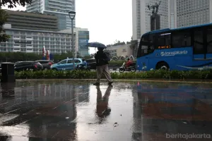 Prediksi cuaca hujan DKI Jakarta Selasa, 10 Maret 2026 (Sumber: Beritajakarta.id | Foto: Beritajakarta.id)