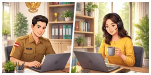 Ilustrasi. Kebijakan WFH Sehari Dalam Sepekan untuk ASN (Sumber: Generative AI)