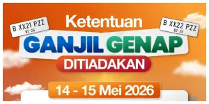 Ketentuan Ganjil Genap 14-15 Mei 2026 Ditiadakan (Sumber: Instagram @dishubdkijakarta)