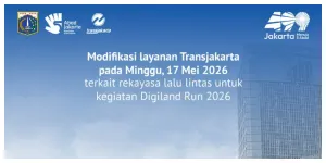 Modifikasi Layanan Transjakarta Minggu 17 Mei Sehubungan dengan Kegiatan Digiland Run 2026 (Sumber: Instagram @infotije)