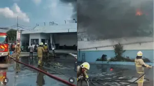 Kebakaran Gudang Plastik di Jalan Peternakan Raya, Gang Semut, Kelurahan Kapuk, Kecamatan Cengkareng, Jakarta Barat, Senin siang, 18 Mei 2026.