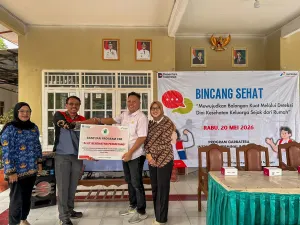 Kegiatan Bincang Sehat dalam Program GARBATERA (Gerakan Balongan Sehat dan Sejahtera) dengan tema "Menuju Balongan Kuat Melalui Deteksi Dini Kesehatan Keluarga Sejak dari Rumah" pada Rabu (20/5) (Sumber: istimewa | Foto: istimewa)