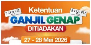 Ganjil Genap pada 27-28 Mei 2026 Ditiadakan (Sumber: Instagram @dishubdkijakarta)