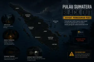 Ilustrasi. Pemadaman listrik di Pulau Sumatera sejak Jumat, 22 Mei 2026. (Sumber: Generate by AI | Foto: Generate by AI)
