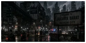 Ilustrasi. Wilayah Jakarta Barat Dijuluki Sebagai ‘Gotham City’. (Sumber: Generative AI)