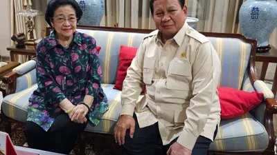 Pertemuan Megawati (kiri) dan Presiden Prabowo (kanan) di Teuku Umar.