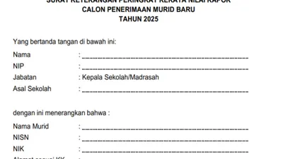Ilustrasi. Berikut adalah link download surat keterangan peringkat rerata nilai rapor untuk prapendaftaran SPMB Jakarta 2025.