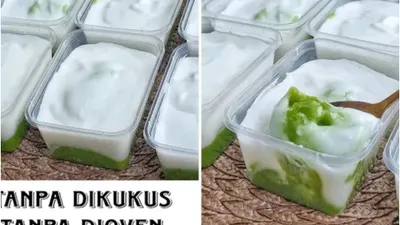 Ilustrasi ide jualan takjil&nbsp;Ramadhan yang bisa dicoba yakni resep Kue Talam lumer labu kuning pandan.