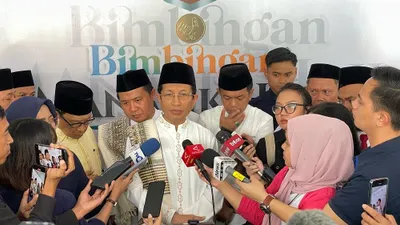 Kementerian Agama (Kemenag) menggelar Bimbingan Manasik Haji Nasional secara hybrid pada Sabtu (1942025). 