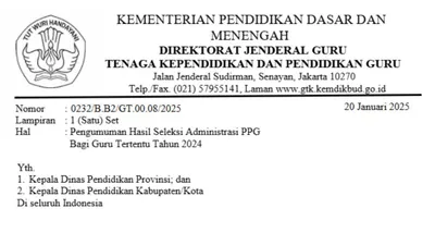 Link Pengumuman Hasil Seleksi Administrasi PPG Guru Tertentu 2024, Simak Juga Cara Mengeceknya di Sini 