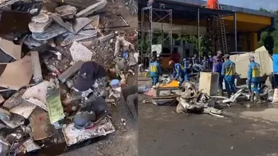 Menurut Kombes Eko Prasetyo, Kapolresta Bogor Kota, kecelakaan terjadi akibat rem truk peggangkut muatan air mineral mengalami blong.