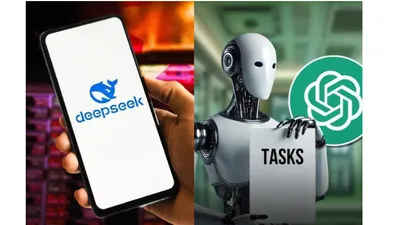 Potret layanan AI buatan China, DeepSeek (kiri) dan AI asal Amerika Serikat, ChatGPT (kanan). 