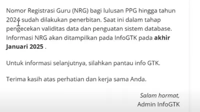 Sertifikasi PPG Guru Sudah Terbit, Ini Alternatif Cara Melihat NRG yang Belum Muncul di InfoGTK