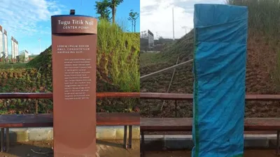 Setelah Viral Tugu Titik Nol IKN Bertuliskan Lorem Ipsum Ditutup Terpal Biru, Kenapa? Ini Penjelasan Otorita