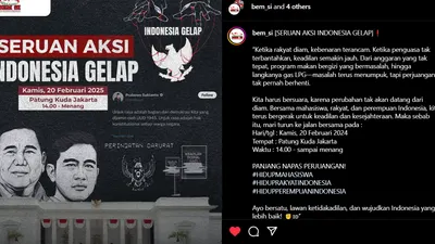 Unggahan Instagram BEM SI terkait aksi mahasiswa bertajuk &lsquo;Indonesia Gelap&rsquo;