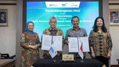 bank bjb secara resmi menandatangani Nota Kesepahaman (MoU) dengan PT Sucofindo di Graha Sucofindo.