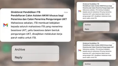 Email dari ITB soal kebijakan baru UKT 