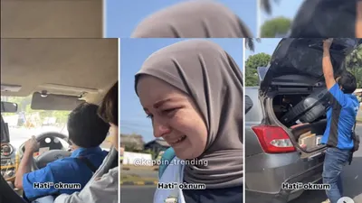 Selebgram asal dari Rusia menangis karena dirinya dan anaknya diturunkan di tengah jalan oleh driver taksi online.