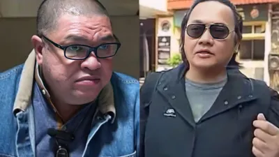 Razman Nasution (kiri) yang menyoroti style nyentrik Farhat Abbas (kanan)