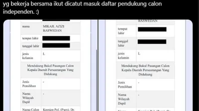 Dalam cuitannya, Anies menulis, &quot;Alhamdulillah, KTP saya aman. Tapi KTP dua anak, adik, juga sebagian tim yg bekerja bersama ikut dicatut masuk daftar pendukung calon independen. :)&quot;