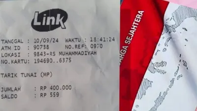 Dari struk penarikan pencairan, KPM diketahui mendapat saldo masuk Rp400 ribu pada tanggal 11 September 2024, dari bantuan PKH atau BPNT?