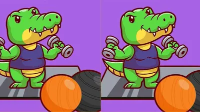 Tes IQ: Ada 2 Gambar Kartun Buaya sedang Olahraga, Cari 4 Perbedaan yang Paling Menonjol!
