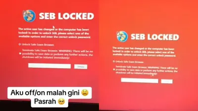 Ada beberapa peserta ujian yang mengeluhkan SEB yang digunakan tiba-tiba keluar dan muncul screen warna merah dengan tulisan Locked.