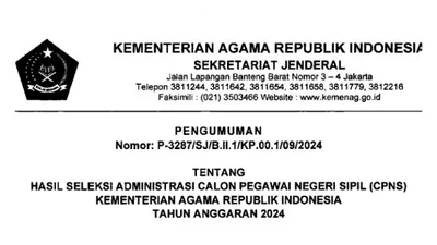 Cara lihat pengumuman kelulusan seleksi administrasi CPNS Kemenag 2024