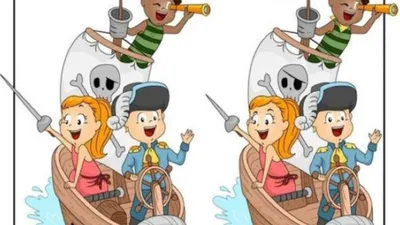 Tes IQ : Temukan 7 Perbedaan pada Gambar Bajak Laut Ini dalam 10 Detik!