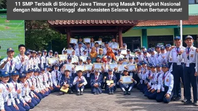 SMP terbaik di Sidoarjo, Jawa Timur bisa dilihat dari nilai Indeks Integritas Ujian Nasional (IIUN) yang diunggah Kemendikbud.