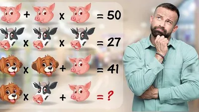 Ilustrasi tes IQ menemukan teka-teki visual dan aritmatika hewan lucu